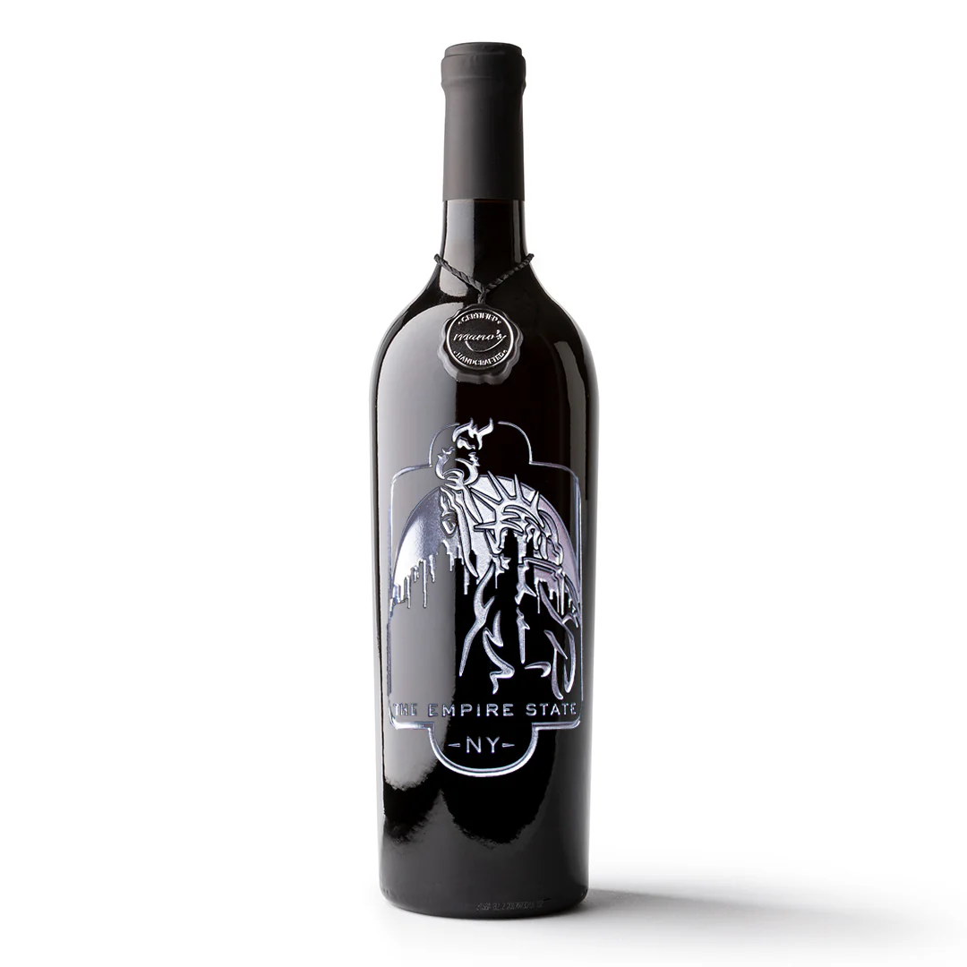 Empire State Etched Wine Bottle