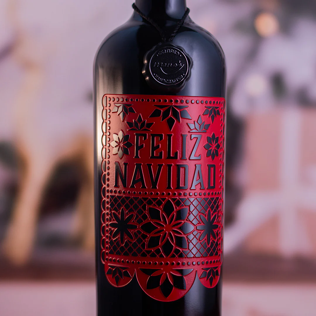Feliz Navidad Etched Wine - Image 2