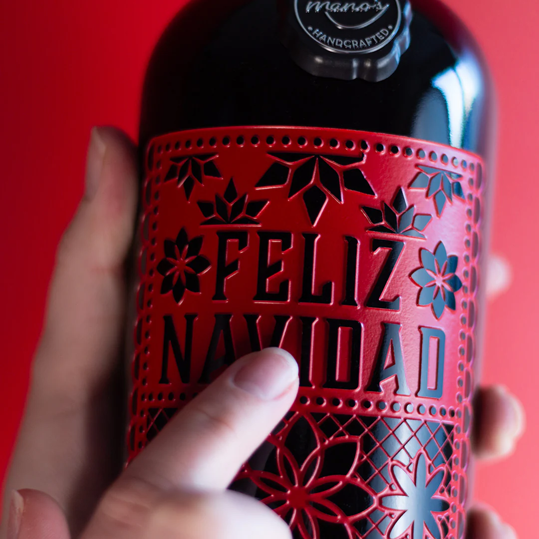Feliz Navidad Custom Text Etched Wine - Image 3