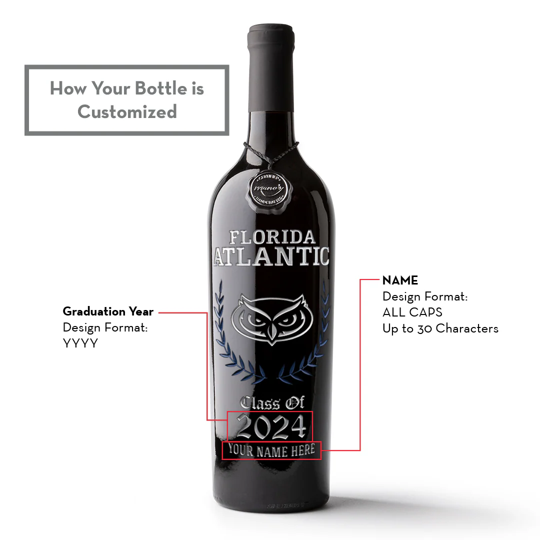 Florida Atlantic University Custom Alumni Etched Wine - Image 3