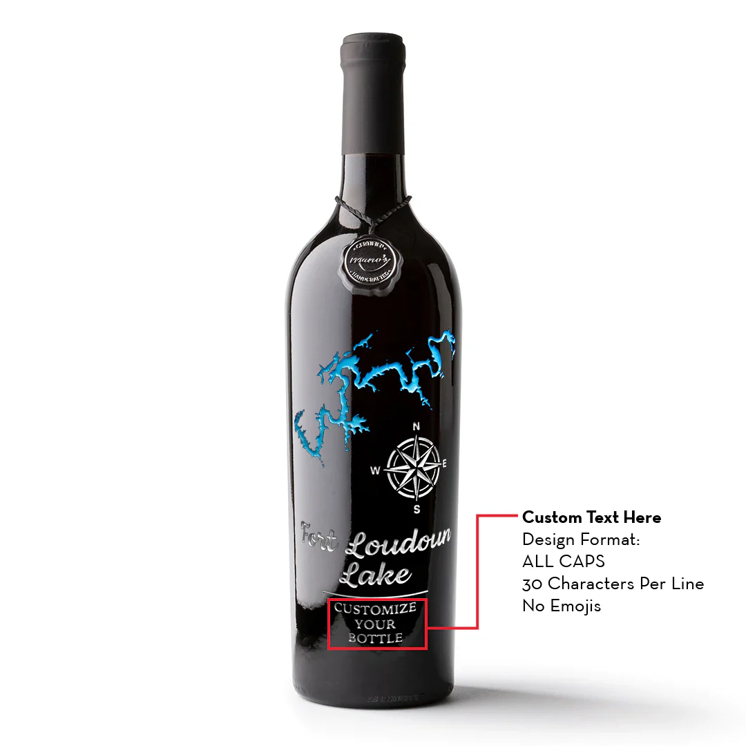 Fort Loudon Lake Custom Etched Wine - Image 2