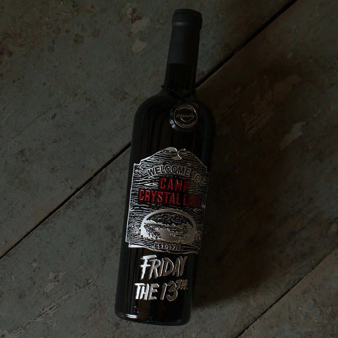 Friday the 13th Camp Crystal Lake Sign Etched Wine - Image 3