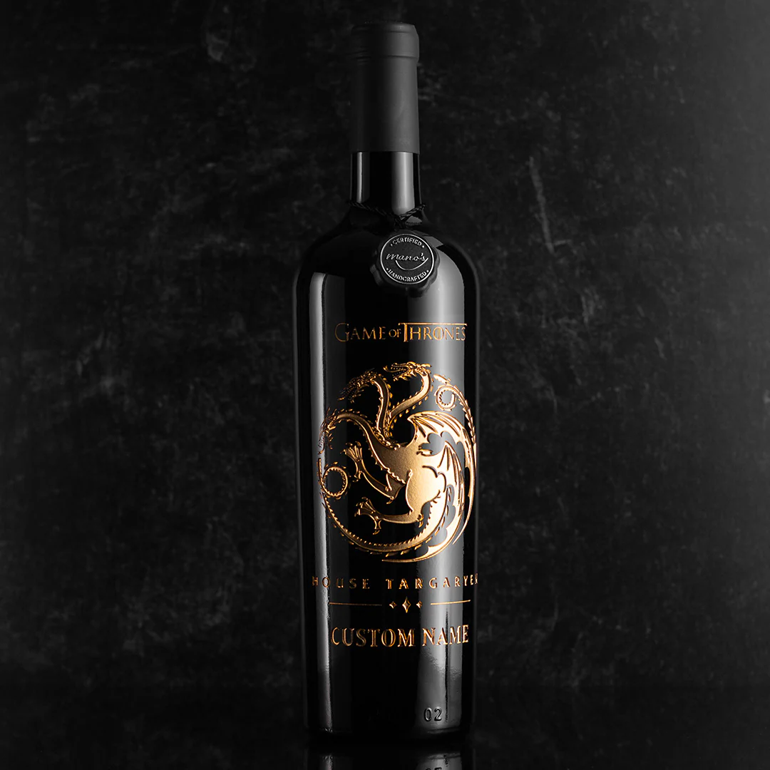 Game of Thrones House Targaryen Custom Name Etched Wine - Image 3