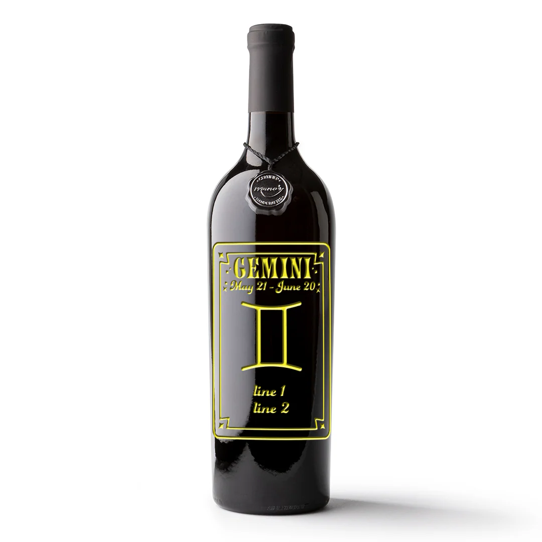 Gemini Custom Etched Wine Bottle - Image 4