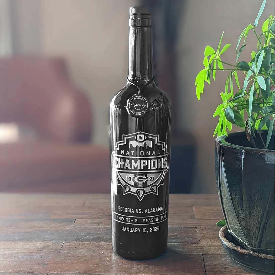 Georgia 2021 National Champions Logo Etched Display Bottle - Image 3