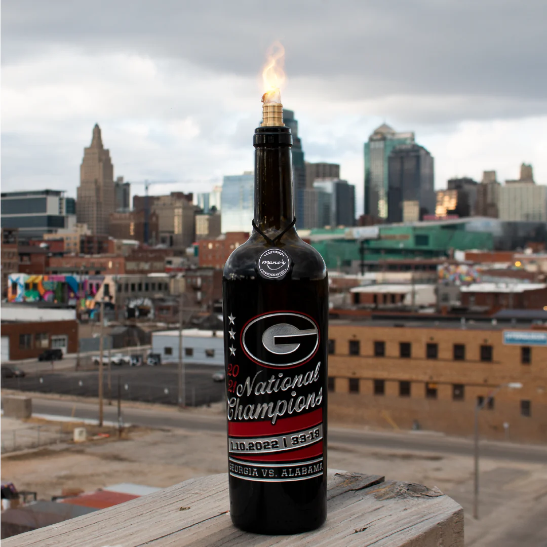 Georgia 2021 National Champions Stars Etched Display Bottle - Image 3