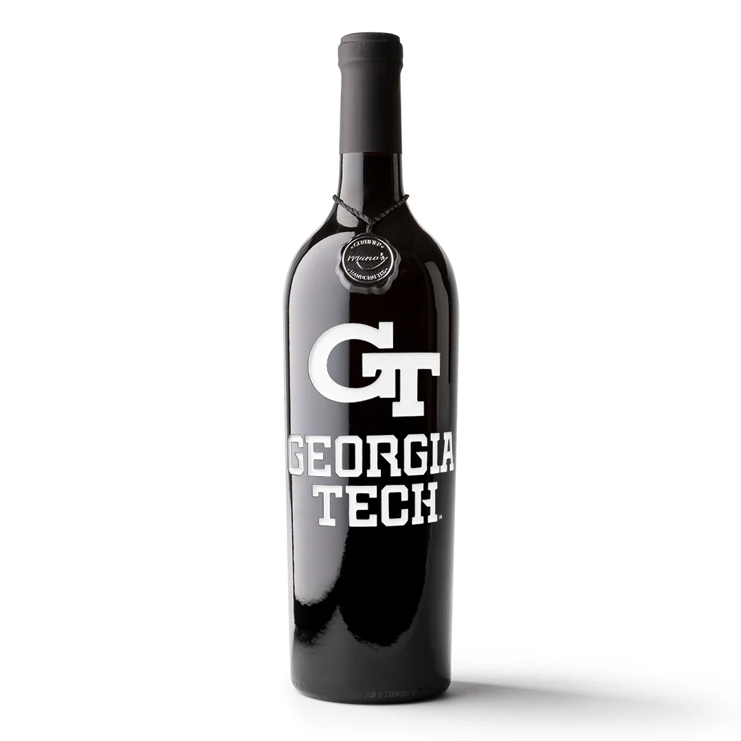 Georgia Tech Logo Etched Wine