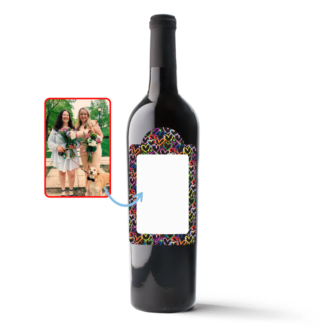 Graffiti Hearts Custom Photo Label Wine - Image 3