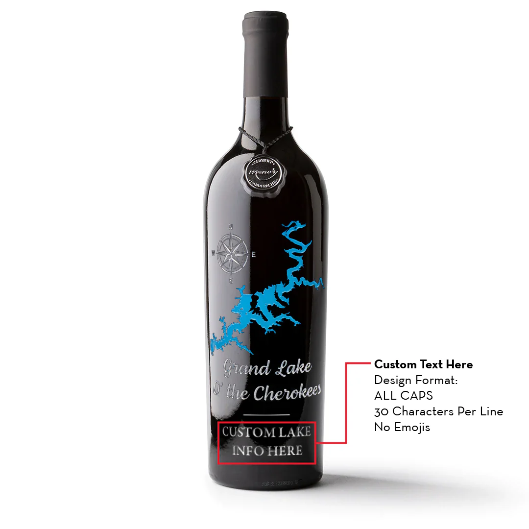 Grand Lake O' the Cherokees Custom Etched Wine - Image 2