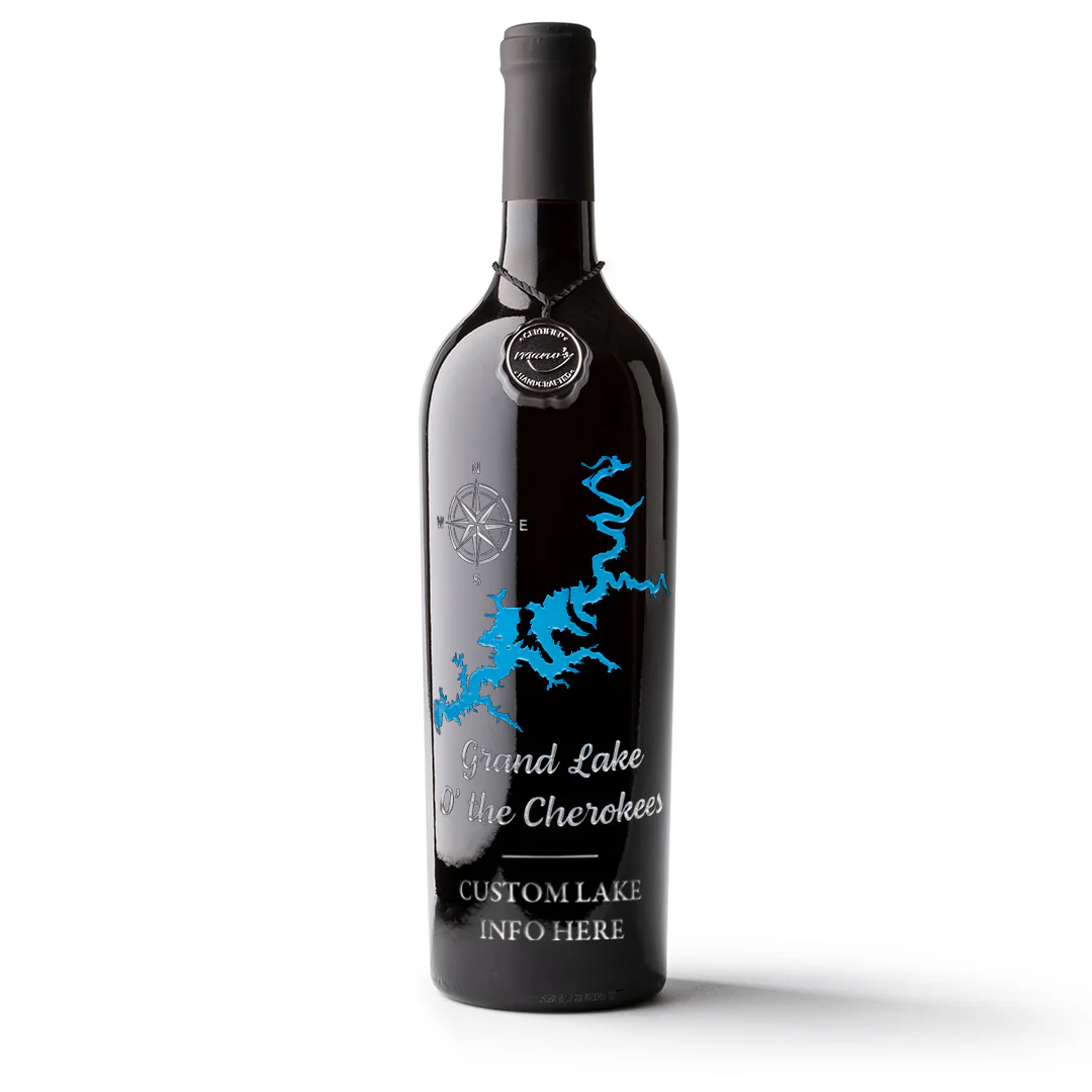Grand Lake O' the Cherokees Custom Etched Wine - Image 3