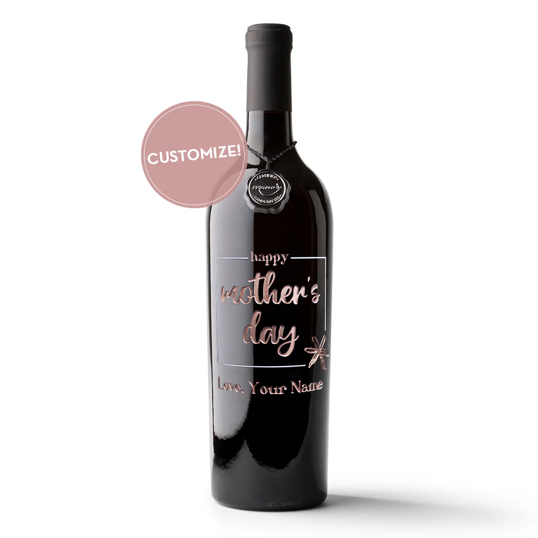 Happy Mother's Day Custom Etched Wine
