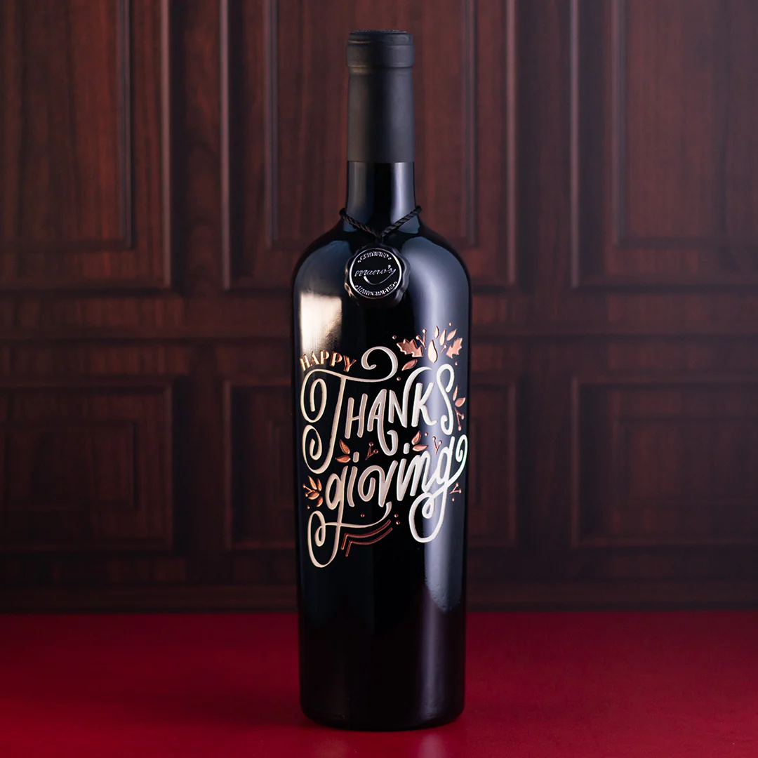 Happy Thanksgiving Etched Wine - Image 3