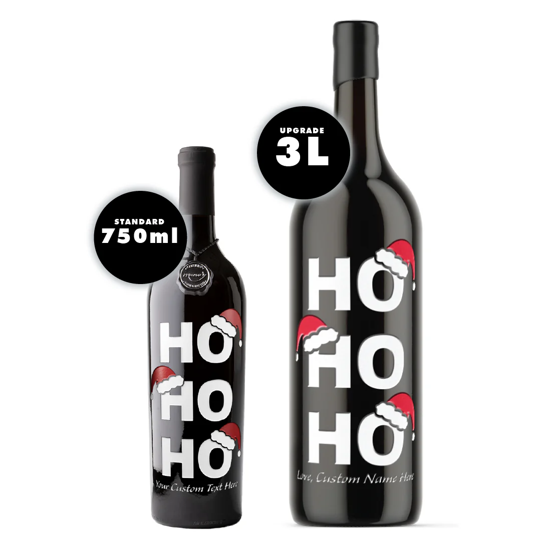 Ho Ho Ho Custom Etched Wine Bottle - Image 2