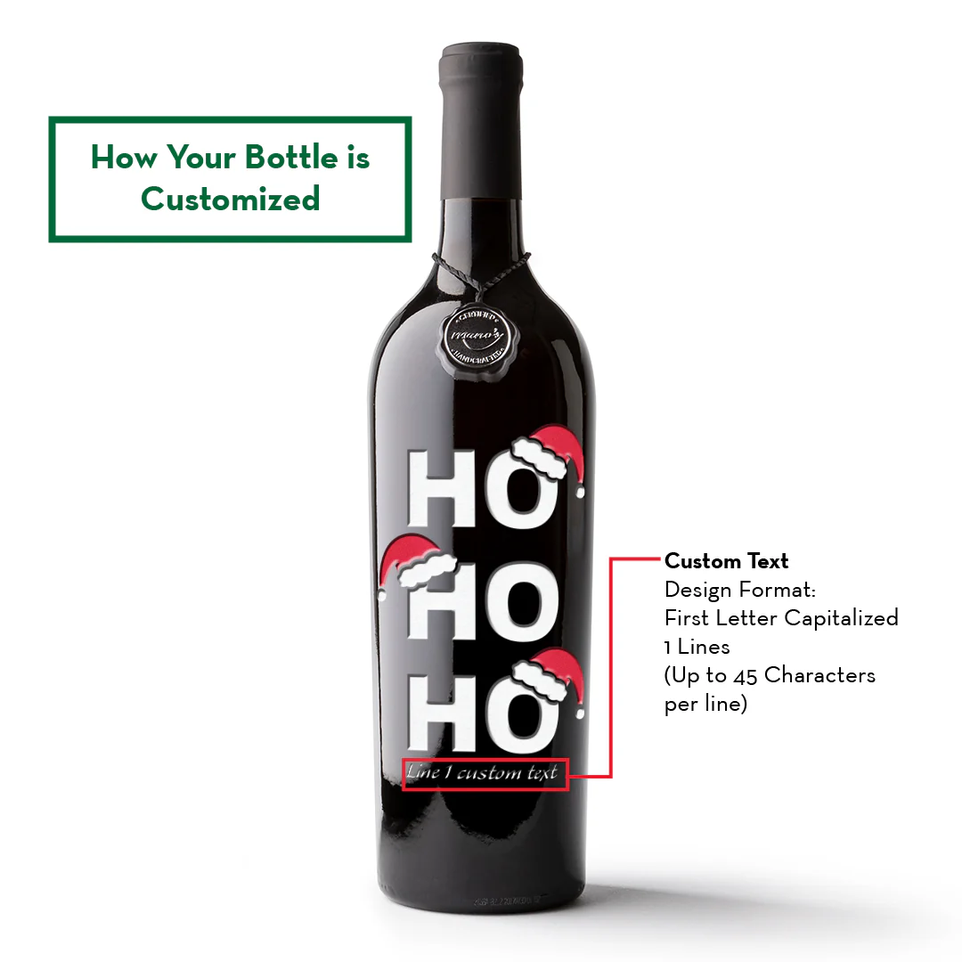 Ho Ho Ho Custom Etched Wine Bottle - Image 3