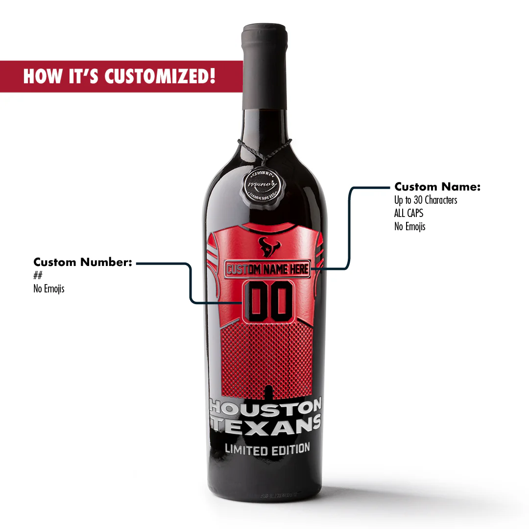 Houston Texans Custom Jersey Etched Wine Bottle - Image 4