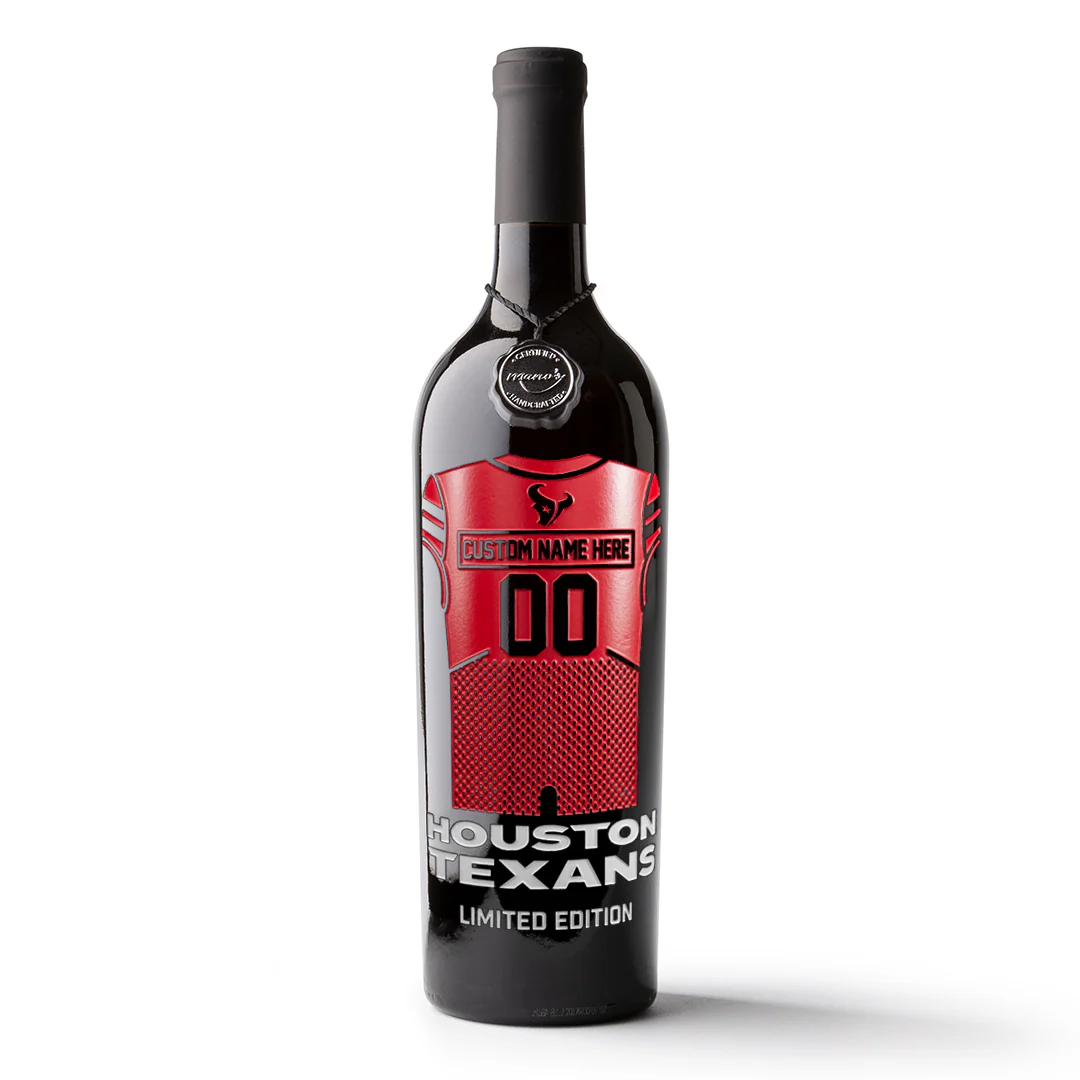 Houston Texans Custom Jersey Etched Wine Bottle - Image 5