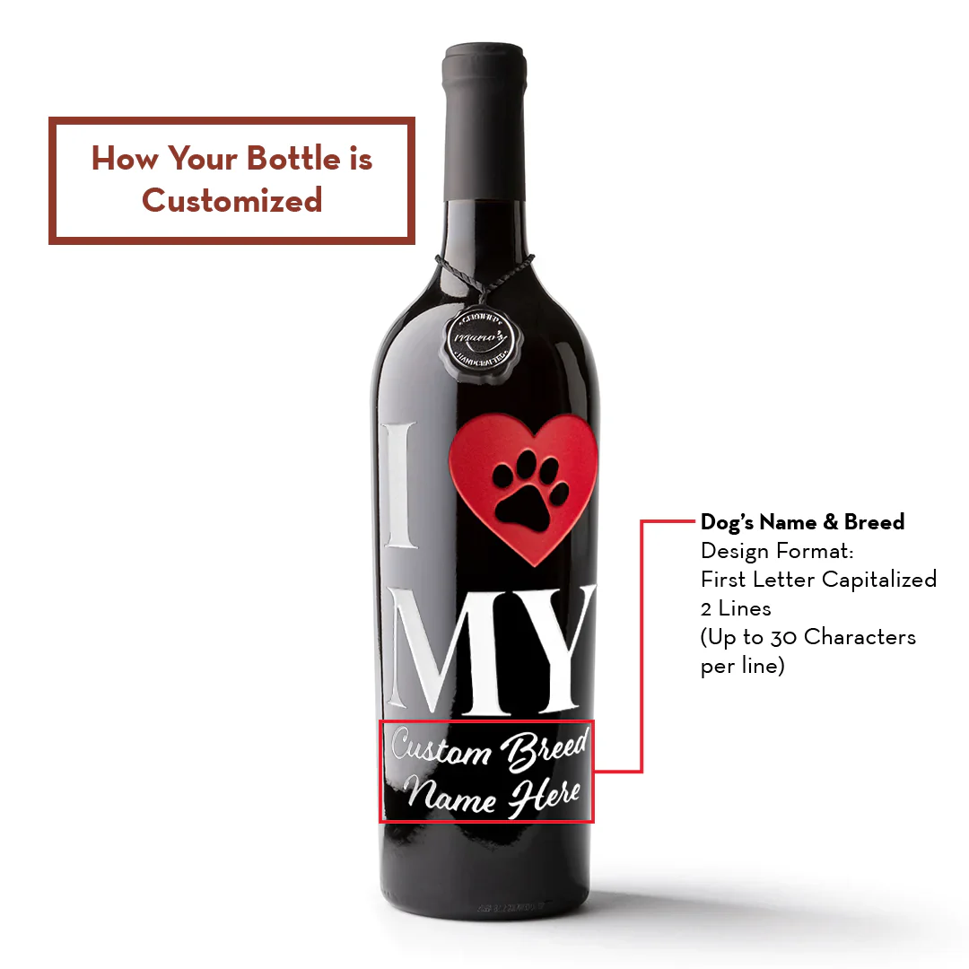 I Heart My Custom Pet Etched Wine - Image 2