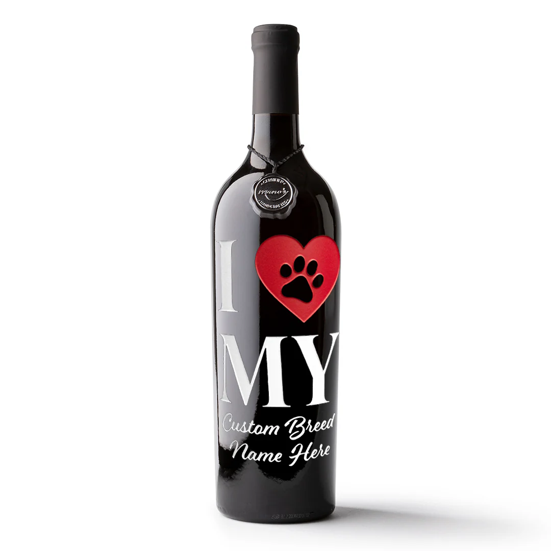 I Heart My Custom Pet Etched Wine - Image 3