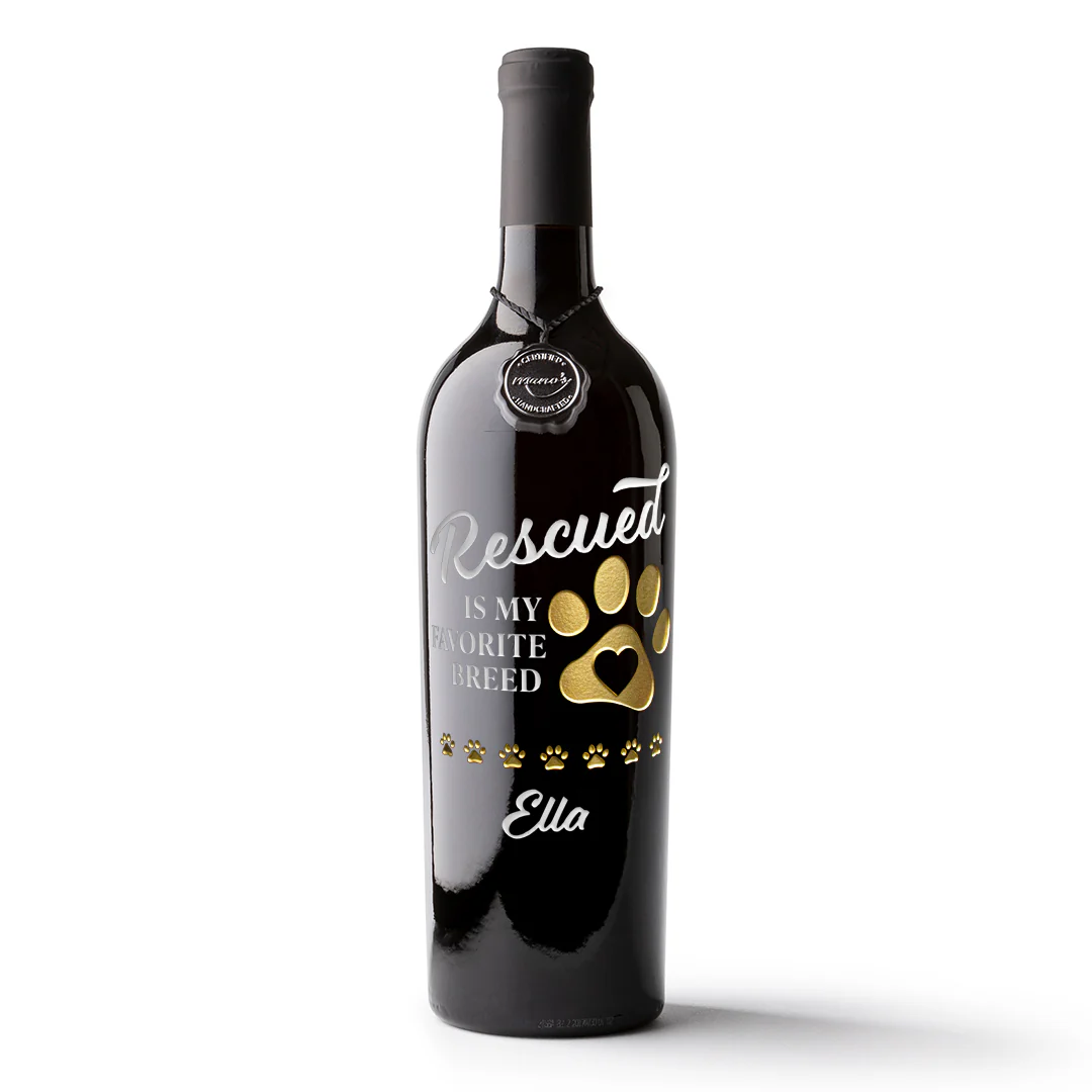Rescued is my Favorite Breed Custom Etched Wine - Image 4