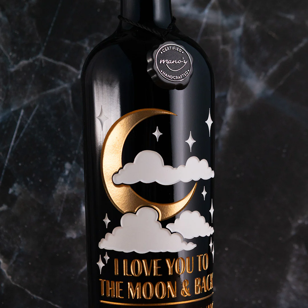 I Love You to the Moon and Back Custom Etched Wine - Image 2