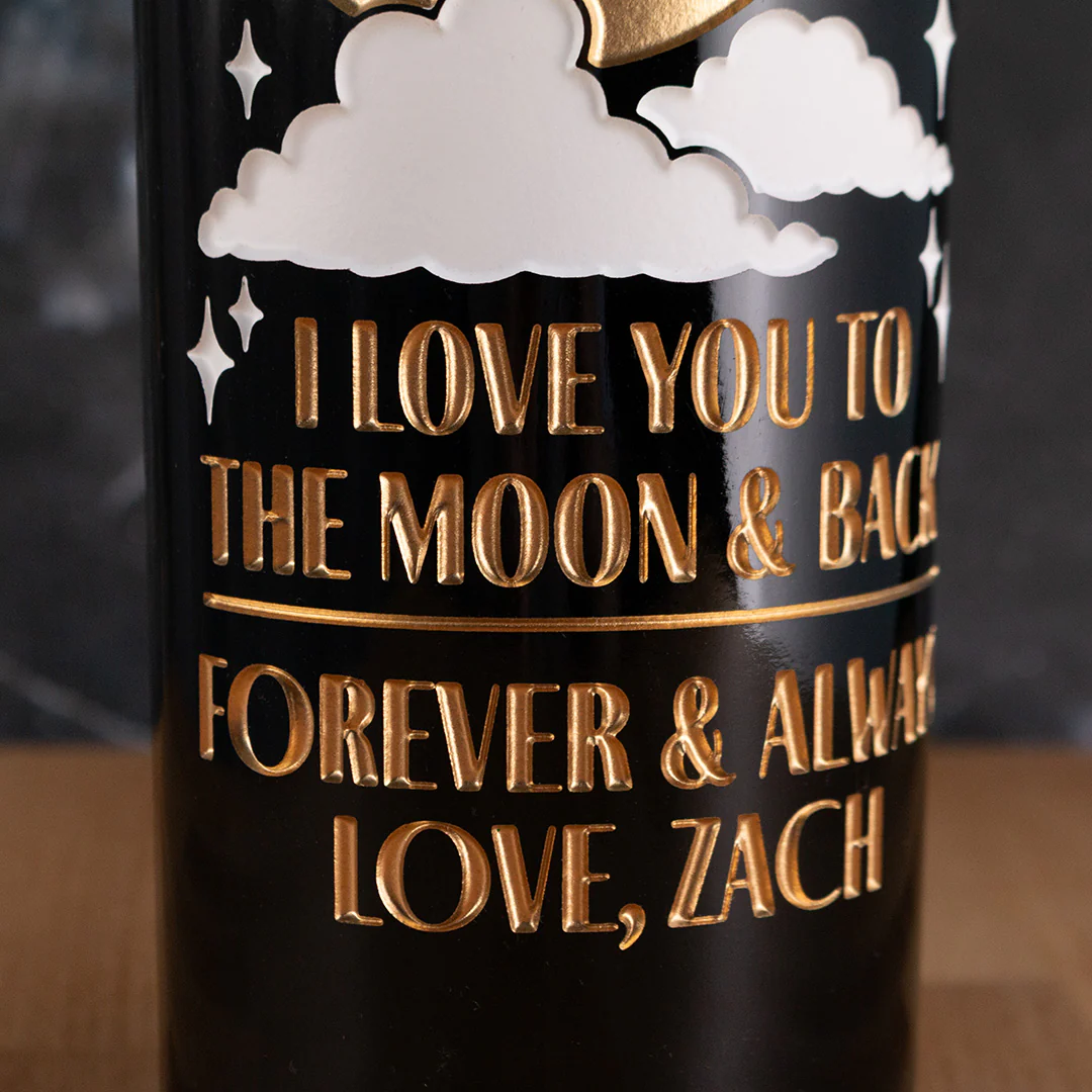 I Love You to the Moon and Back Custom Etched Wine - Image 4