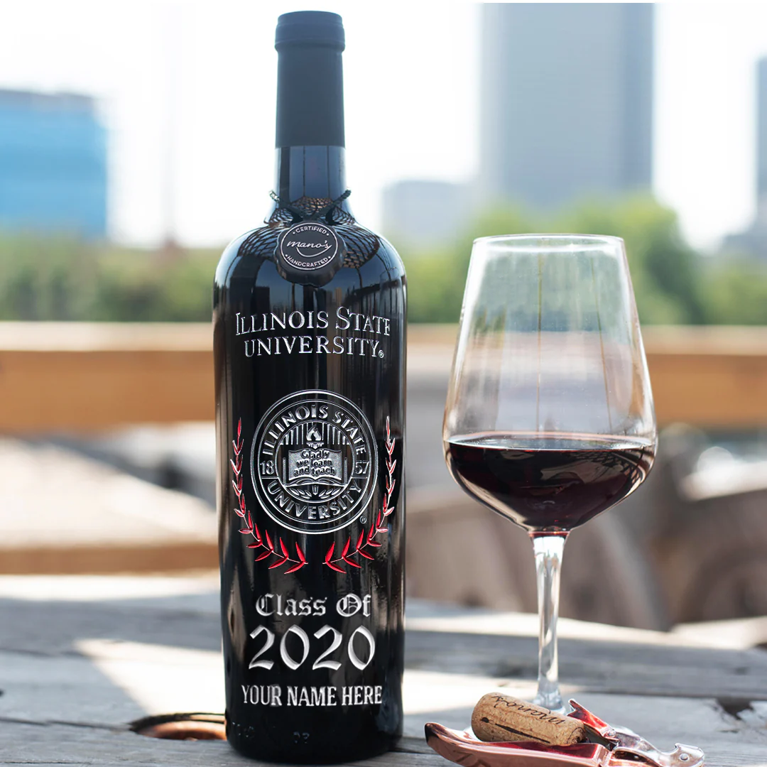 Illinois State University Custom Alumni Etched Wine Bottle - Image 3