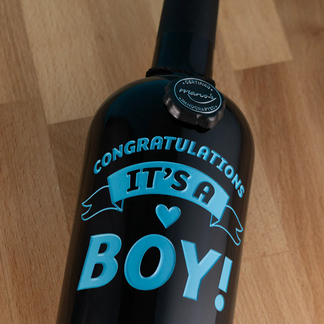 It's a Boy Banner Custom Etched Wine - Image 3
