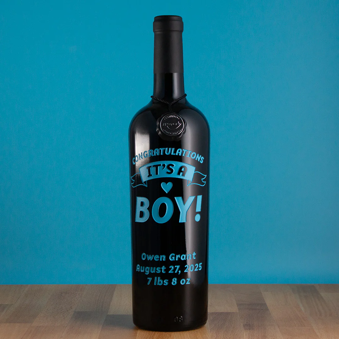 It's a Boy Banner Custom Etched Wine - Image 4