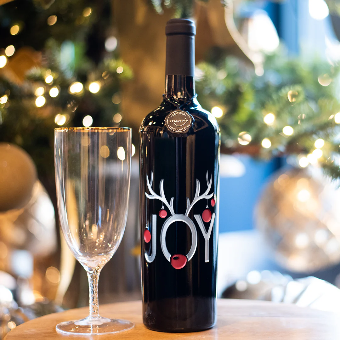 Joy Ornaments Holiday Etched Wine Bottle - Image 5