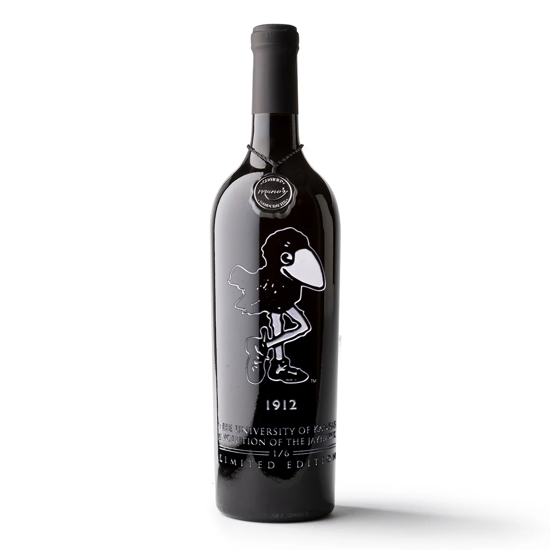 University of Kansas Evolution 1912 Etched Wine
