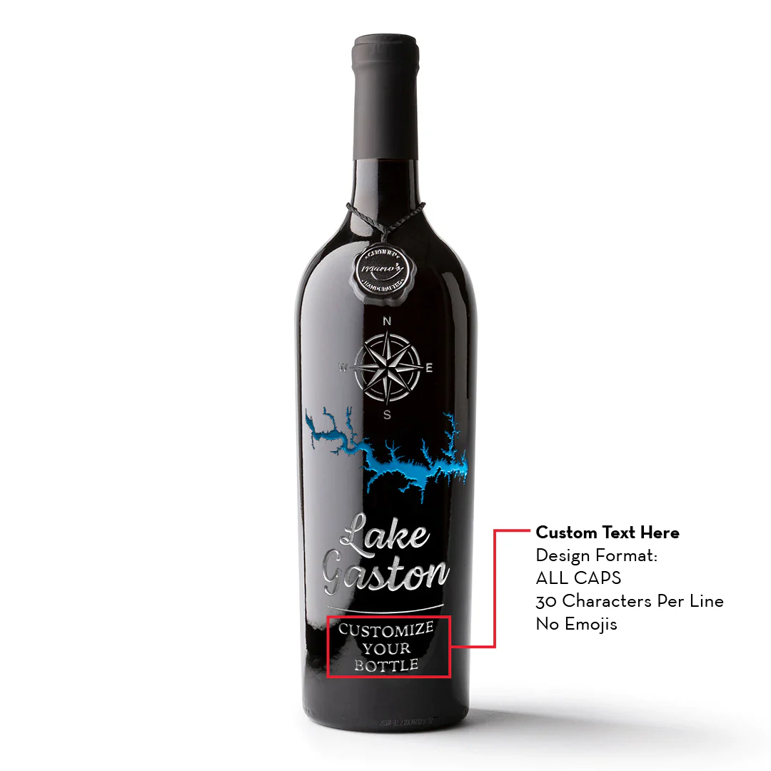 Lake Gaston Custom Etched Wine - Image 2