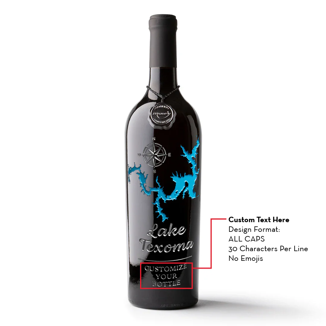 Lake Texoma Custom Etched Wine - Image 2
