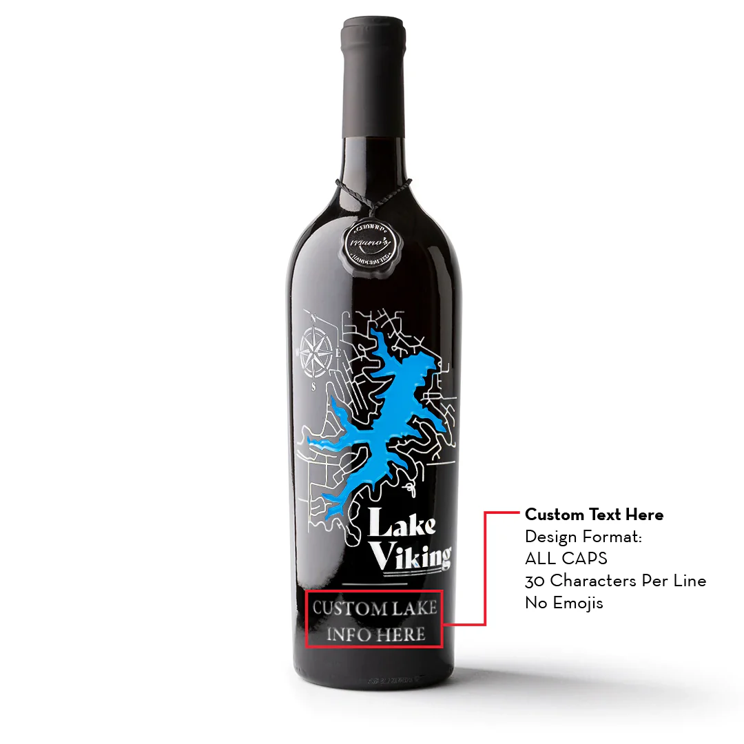 Lake Viking Custom Etched Wine Bottle - Image 2