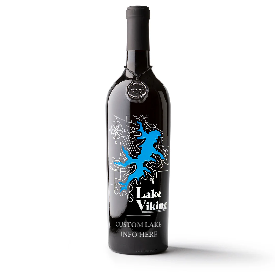 Lake Viking Custom Etched Wine Bottle - Image 3