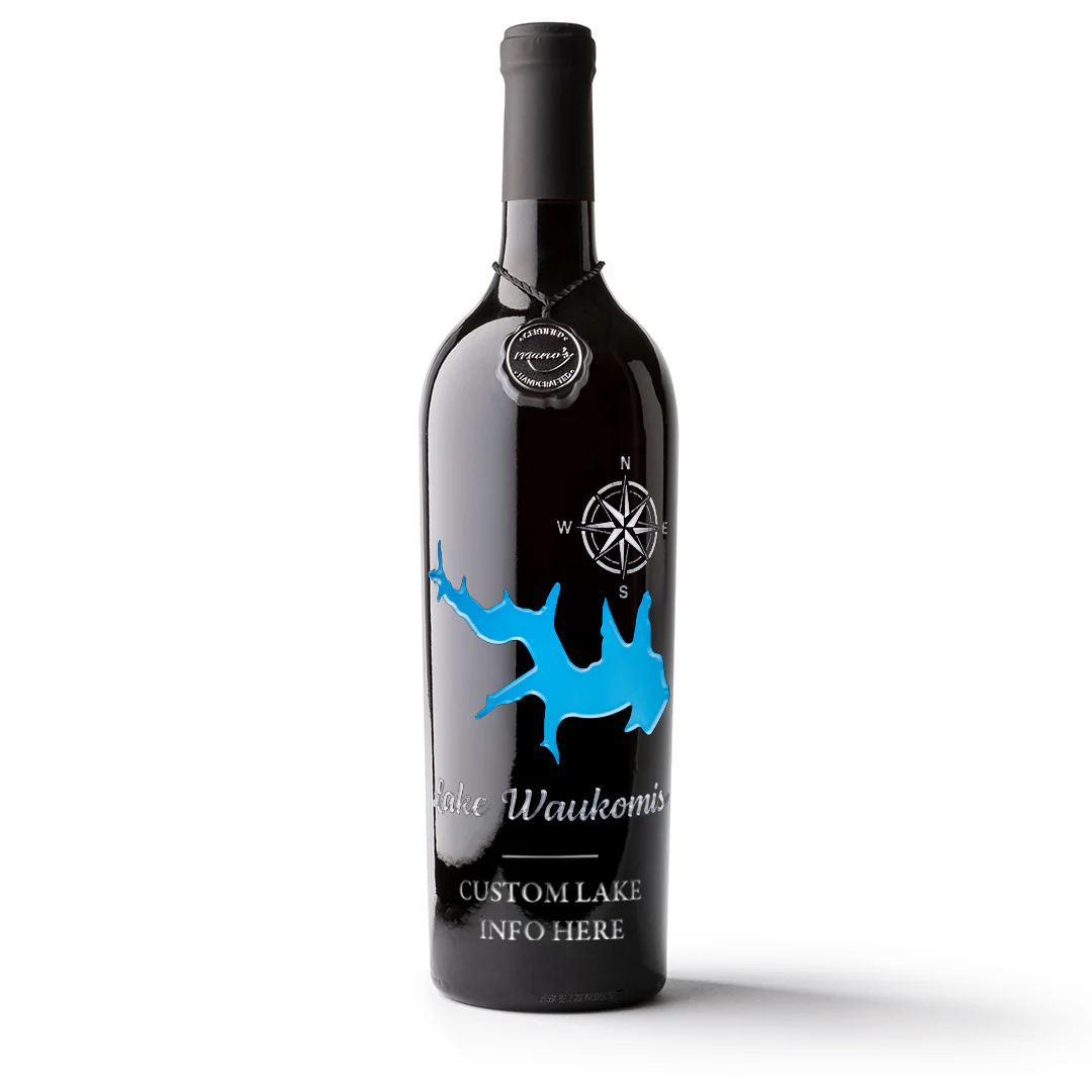 Lake Waukomis Custom Etched Wine - Image 3