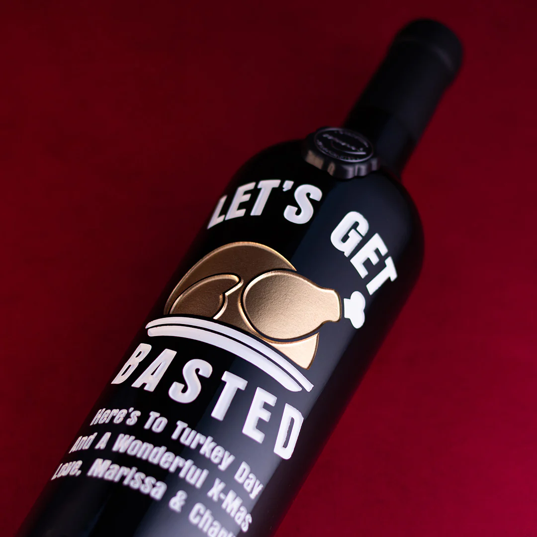 Let's Get Basted Custom Etched Wine - Image 2