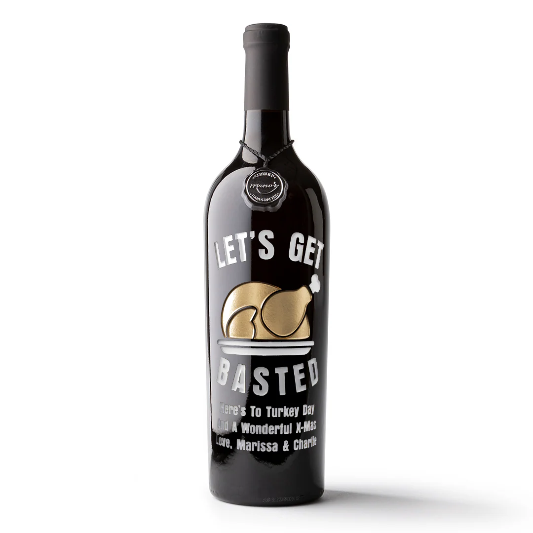 Let's Get Basted Custom Etched Wine - Image 5