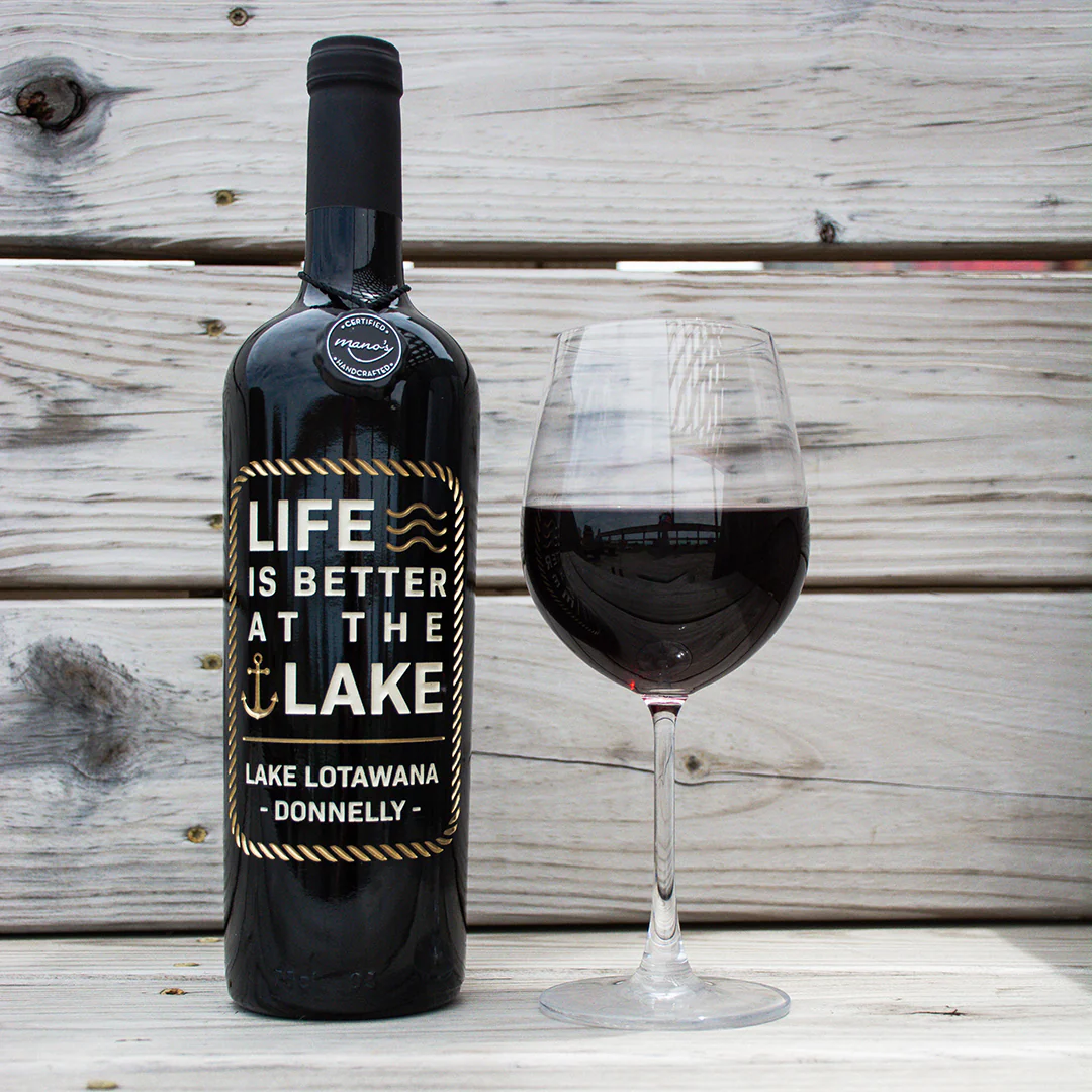 Life is Better at the Lake Custom Etched Wine - Image 3
