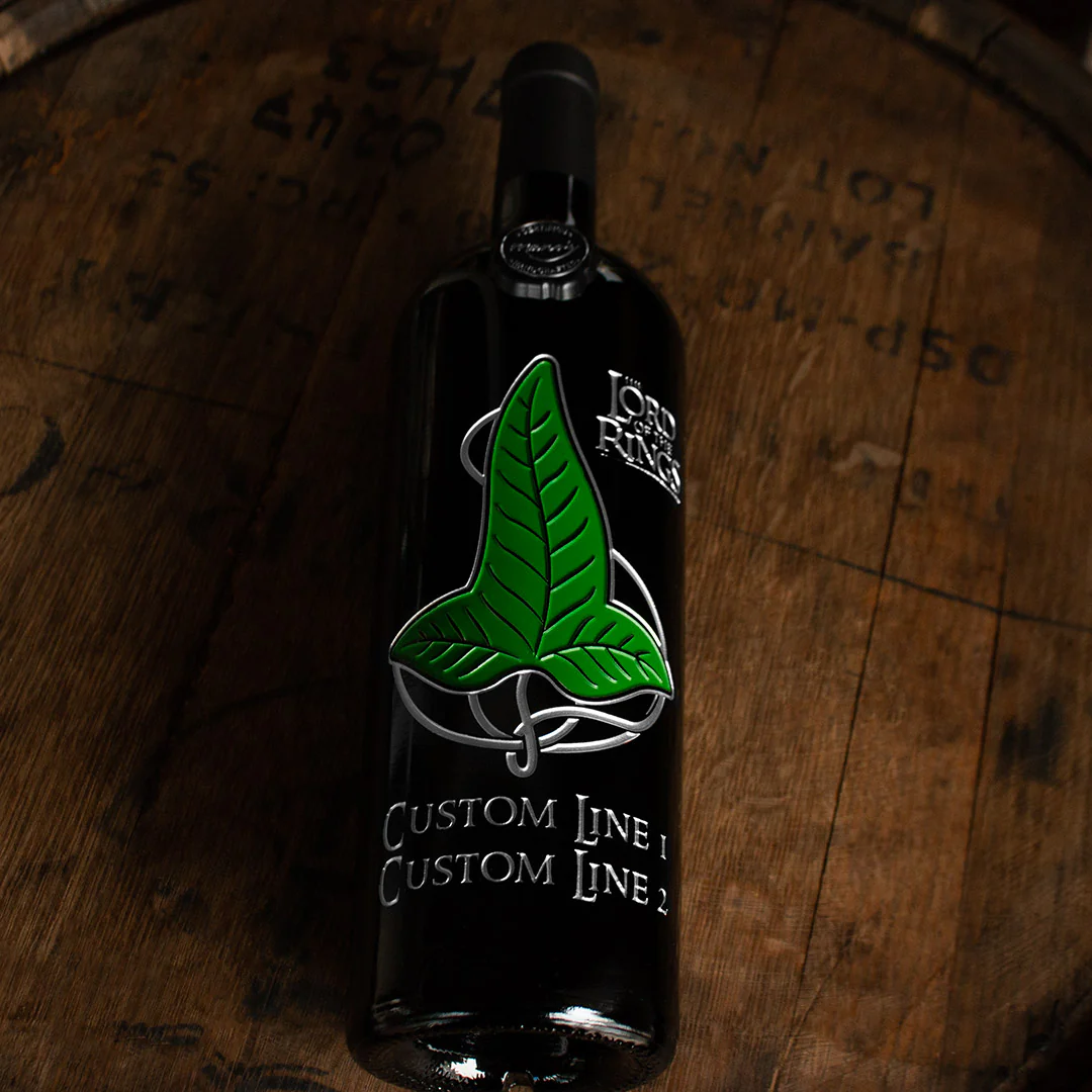 The Lord of the Rings Leaf of Lorien Custom Name Etched Wine - Image 3