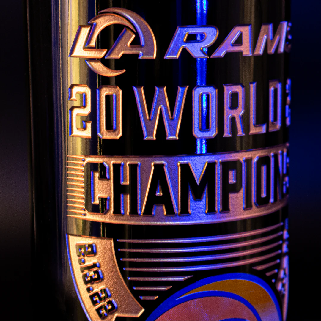 Los Angeles Rams 2021 Champions Stripes Etched Wine - Image 2