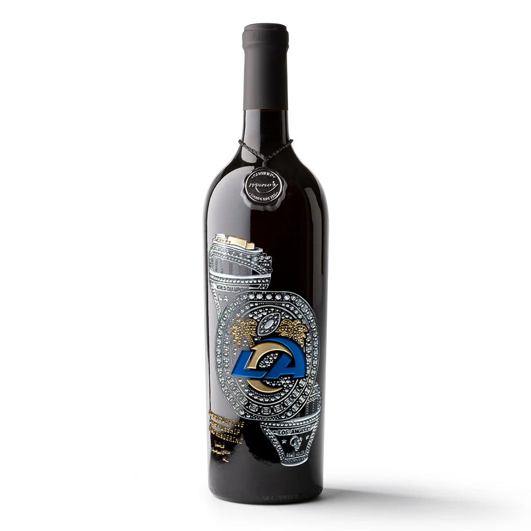 Los Angeles Rams Commemorative Ring Etched Wine