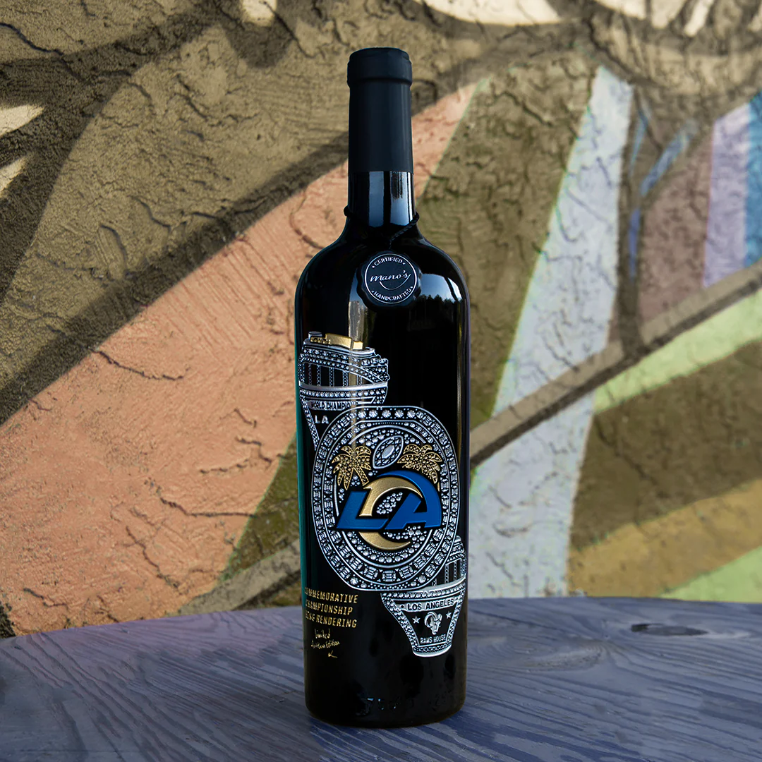 Los Angeles Rams Commemorative Ring Etched Wine - Image 2
