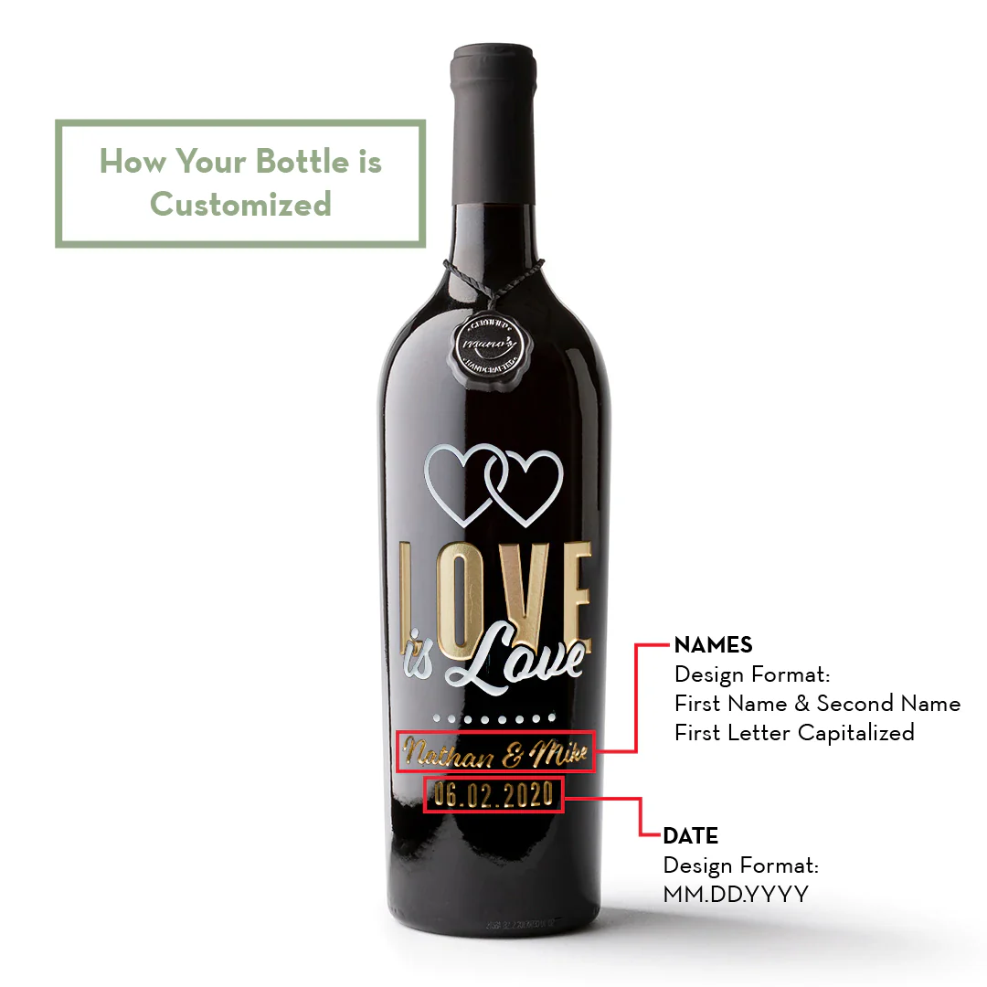 Love is Love Custom Etched Wine - Image 2