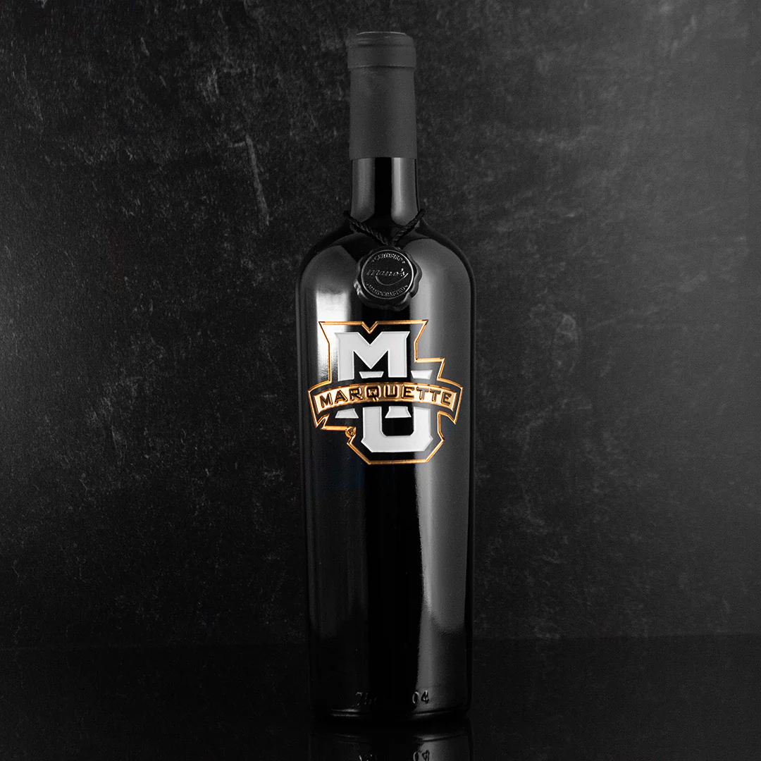 Marquette University Logo Etched Wine Bottle - Image 4