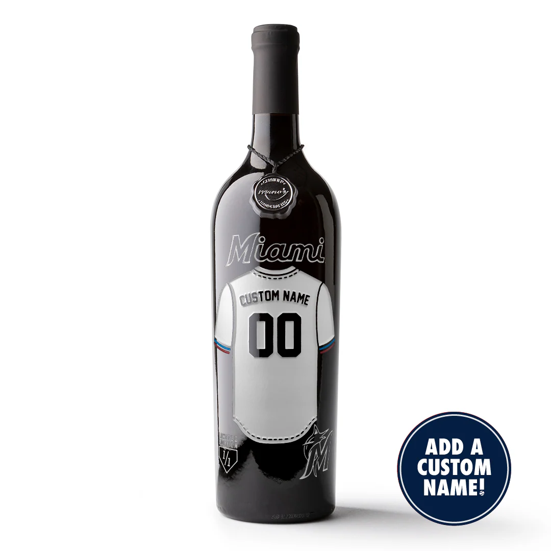 Miami Marlins Custom Jersey Etched Wine