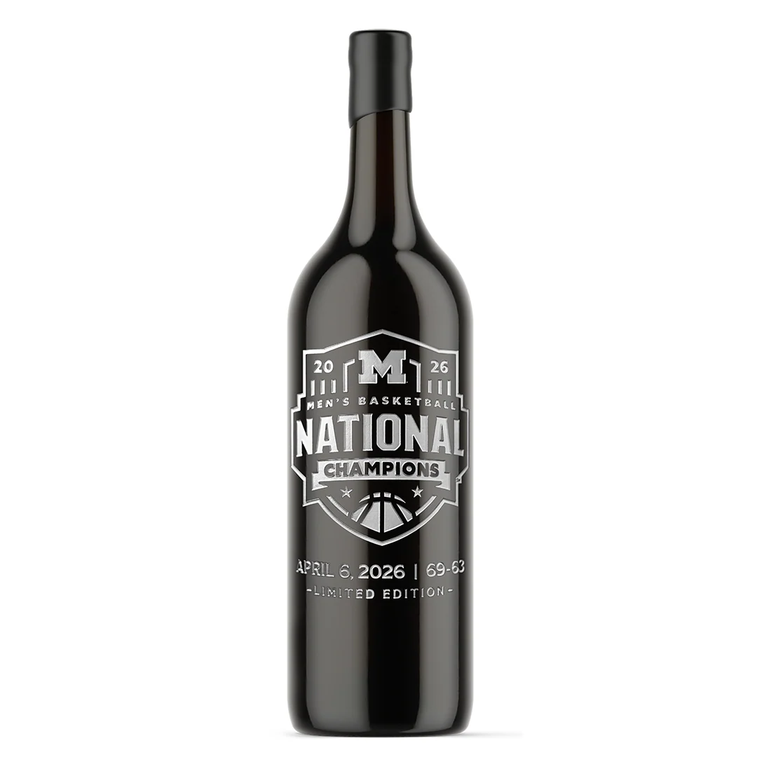 Michigan 2026 Men's Basketball National Champions 3L Etched Wine
