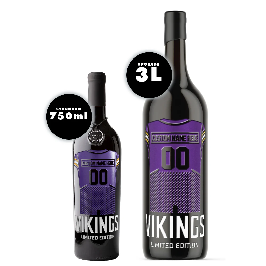 Minnesota Vikings Custom Jersey Etched Wine Bottle - Image 2