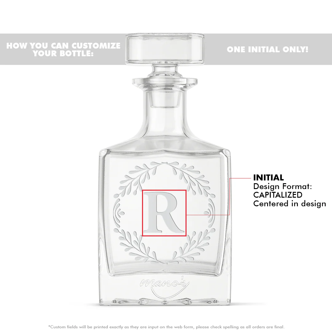 Monogram Laurel Custom Crystal Glass Decanter - Image 4
