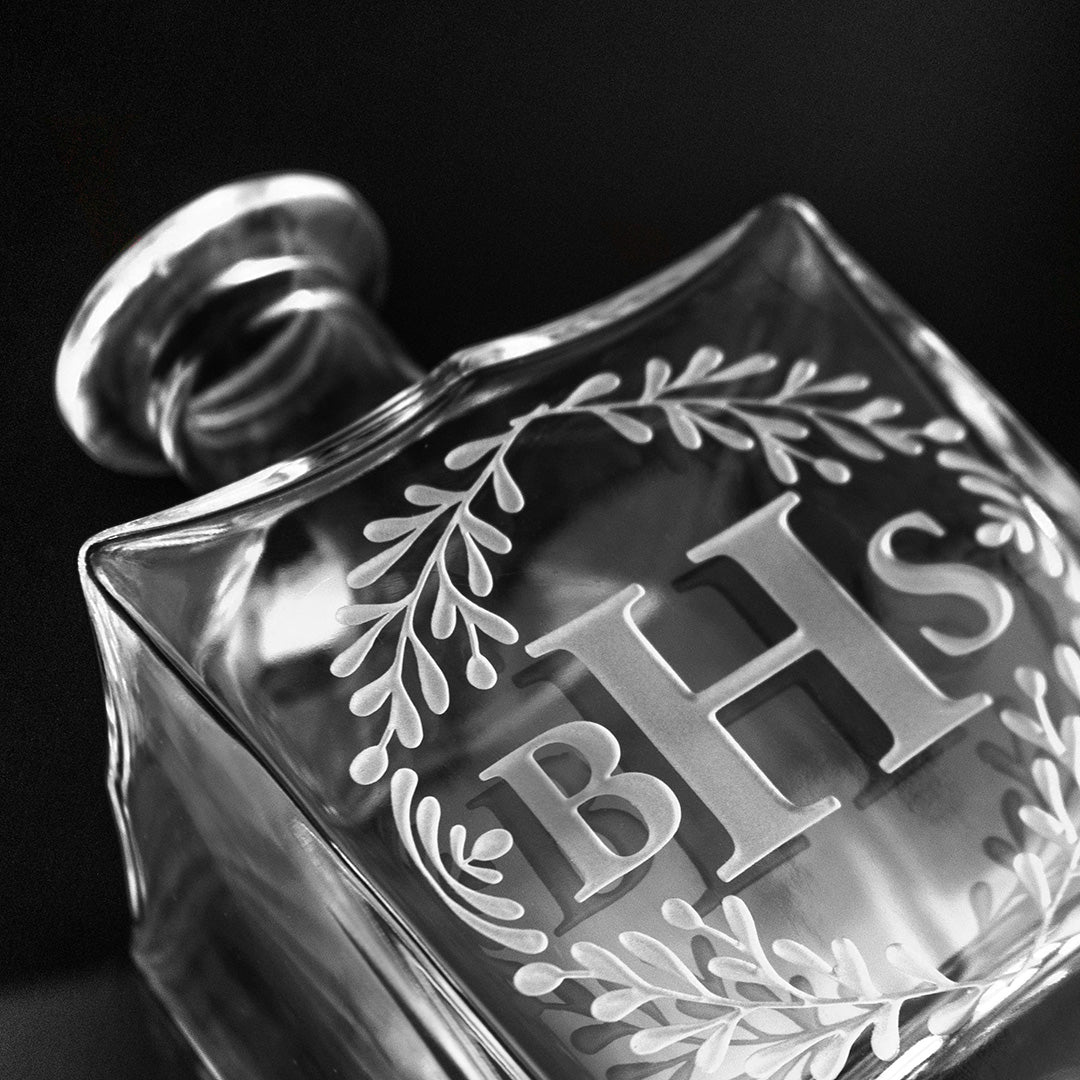 Monogram Laurel Custom Crystal Glass Decanter - Image 5