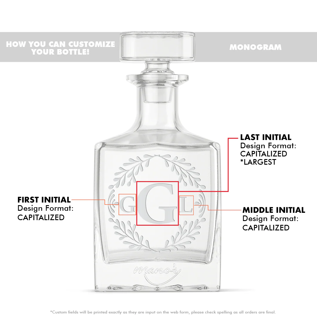 Monogram Laurel Custom Crystal Glass Decanter - Image 6
